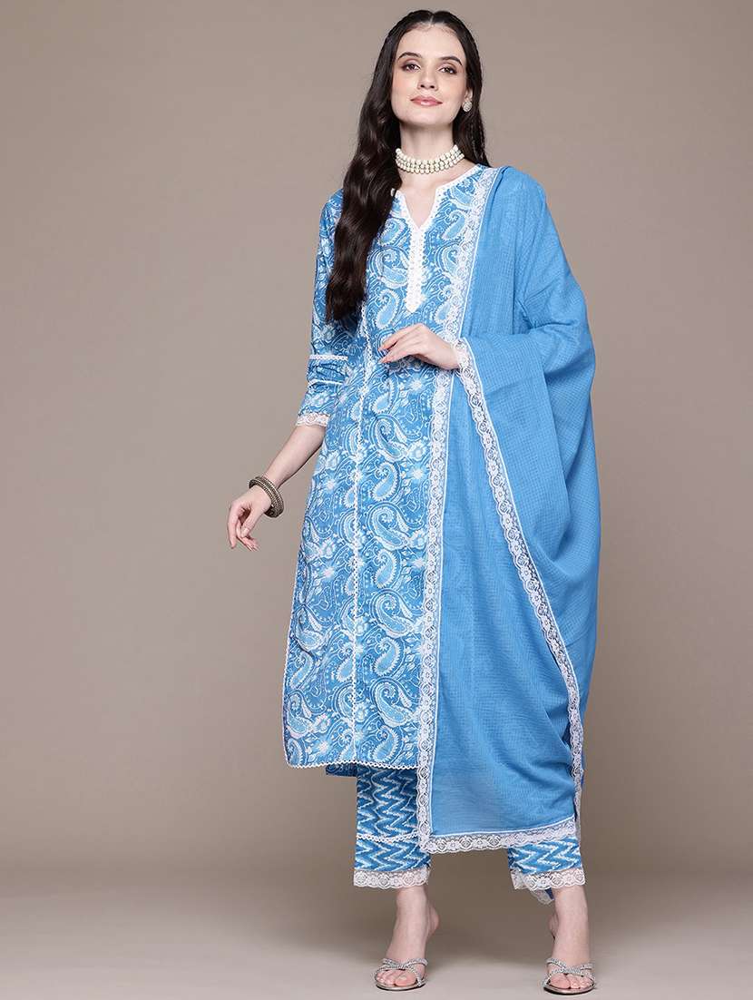 women paisley kurta pant set with dupatta - 21523135 -  Standard Image - 1