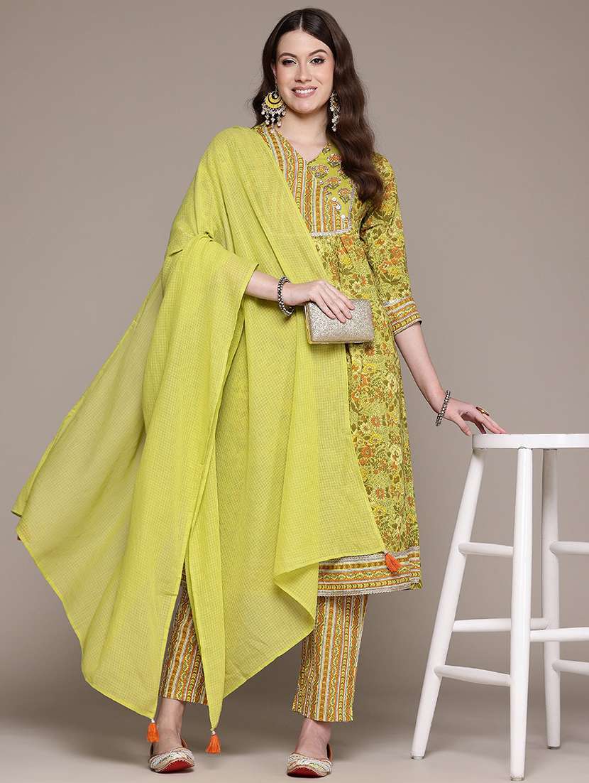 women floral kurta pant set with dupatta - 21523136 -  Standard Image - 1