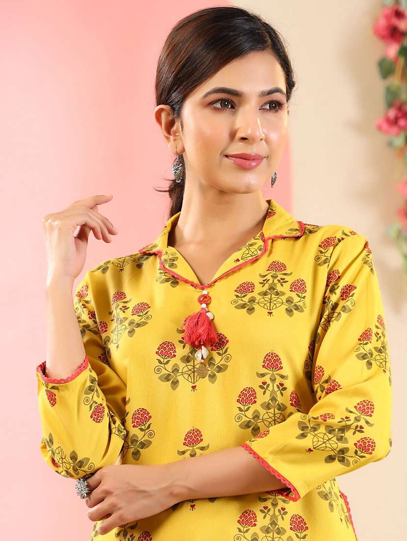 women floral lapel neck kurta salwar set - 21523159 -  Standard Image - 4