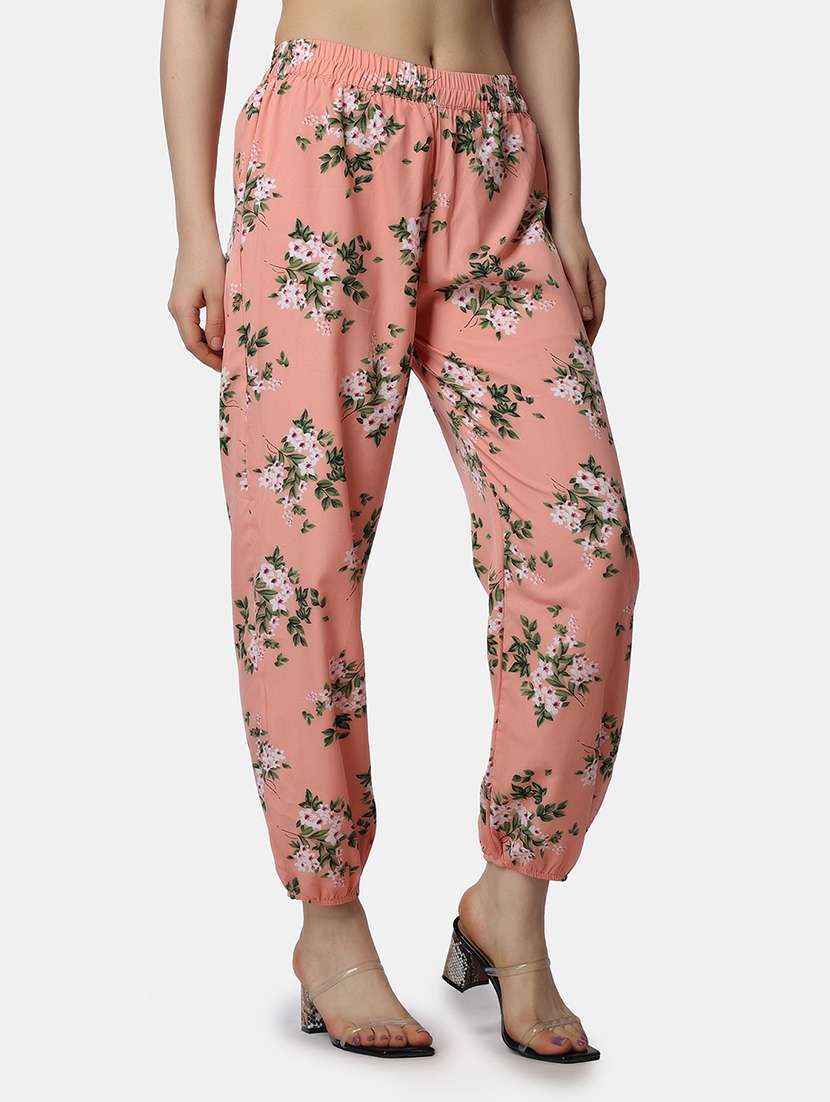 women floral printed regular fit joggers - 21523413 - Standard Image - 1
