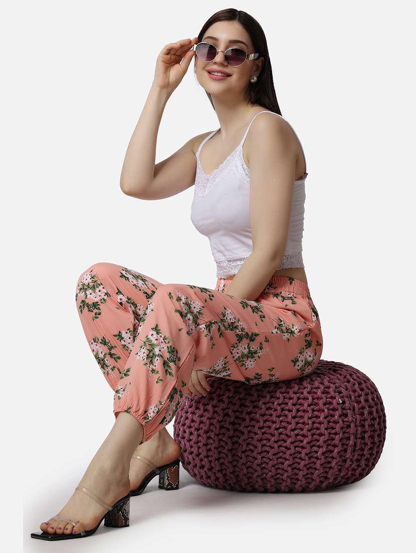 women floral printed regular fit joggers - 21523413 - Standard Image - 4