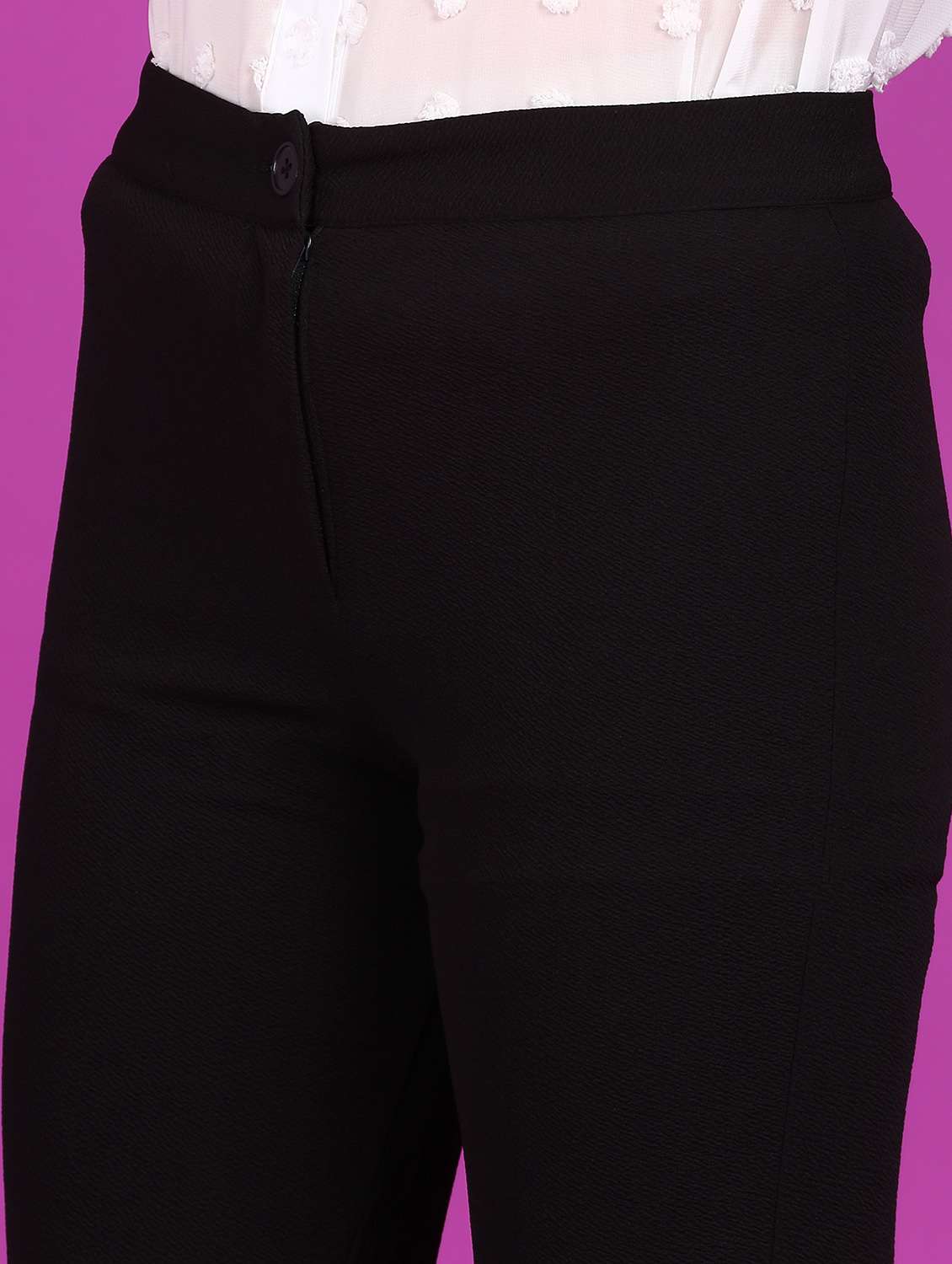 women solid high rise bootcut trouser - 21523449 -  Standard Image - 4