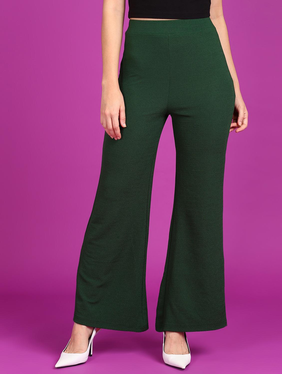 women solid high rise bootcut trouser - 21523452 -  Zoom Image - 0