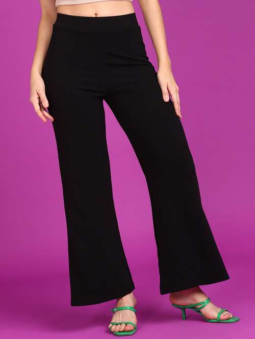 women solid high rise bootcut trouser - 21523453 - Standard Image - 0