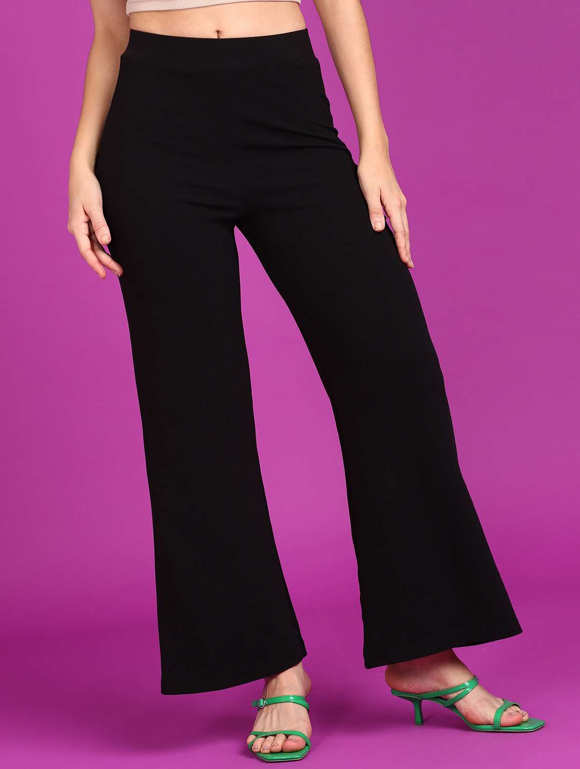 women solid high rise bootcut trouser - 21523453 - Zoom Image - 0