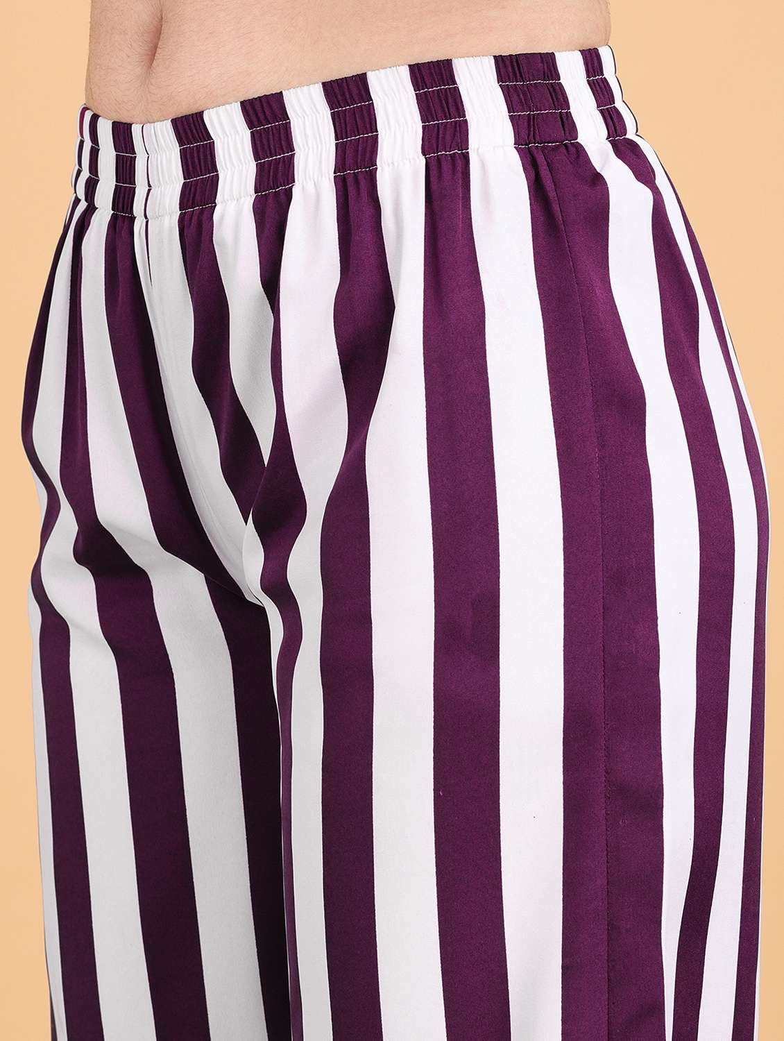women striped mid rise wide leg trouser - 21523457 - Standard Image - 4
