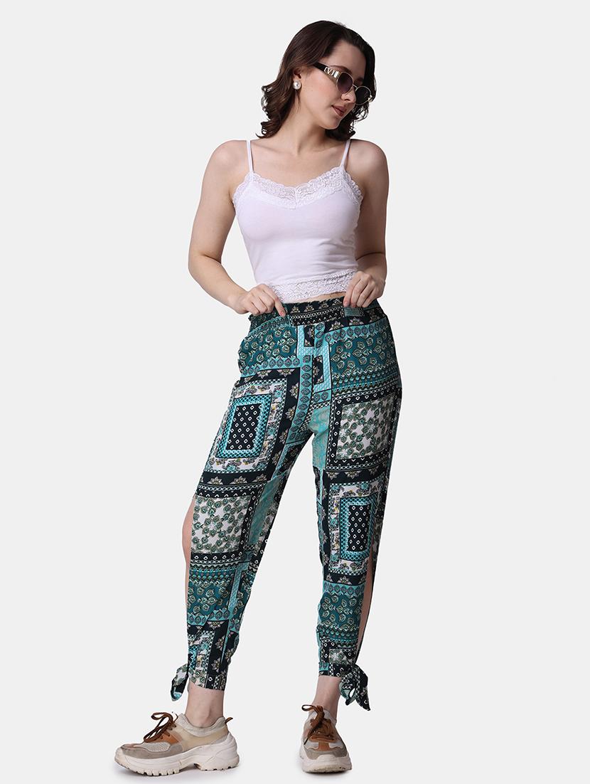 women printed mid rise trouser - 21523471 - Standard Image - 4