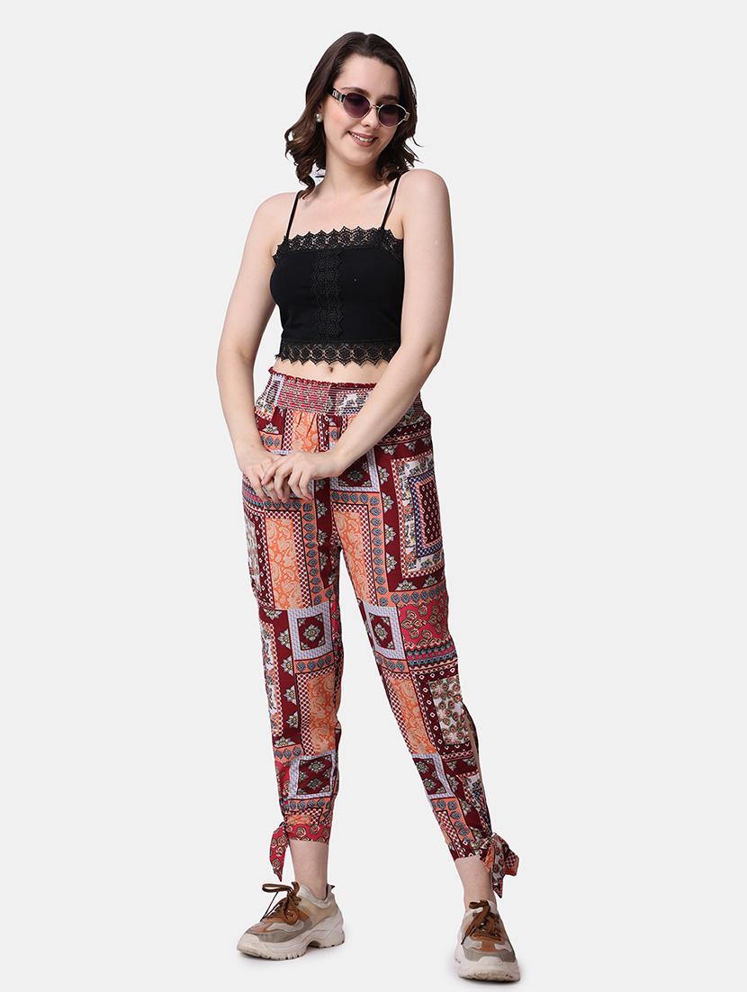 women printed mid rise straight trouser - 21523472 - Standard Image - 4