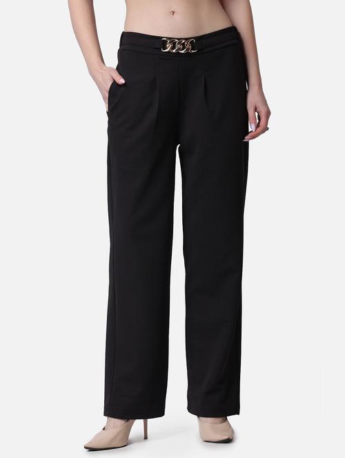 women solid relaxed fit wide leg trouser - 21523492 - Standard Image - 0