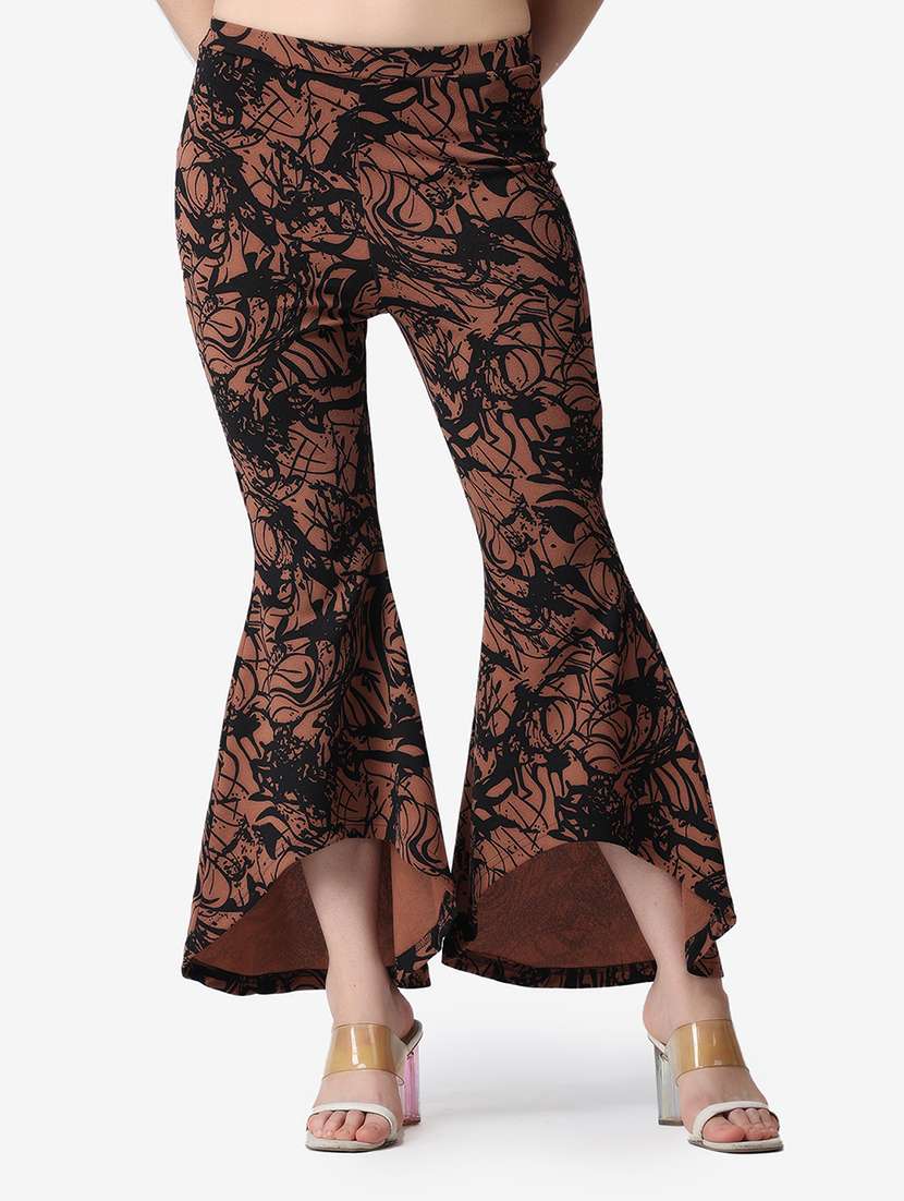 women printed relaxed fit bootcut trouser
