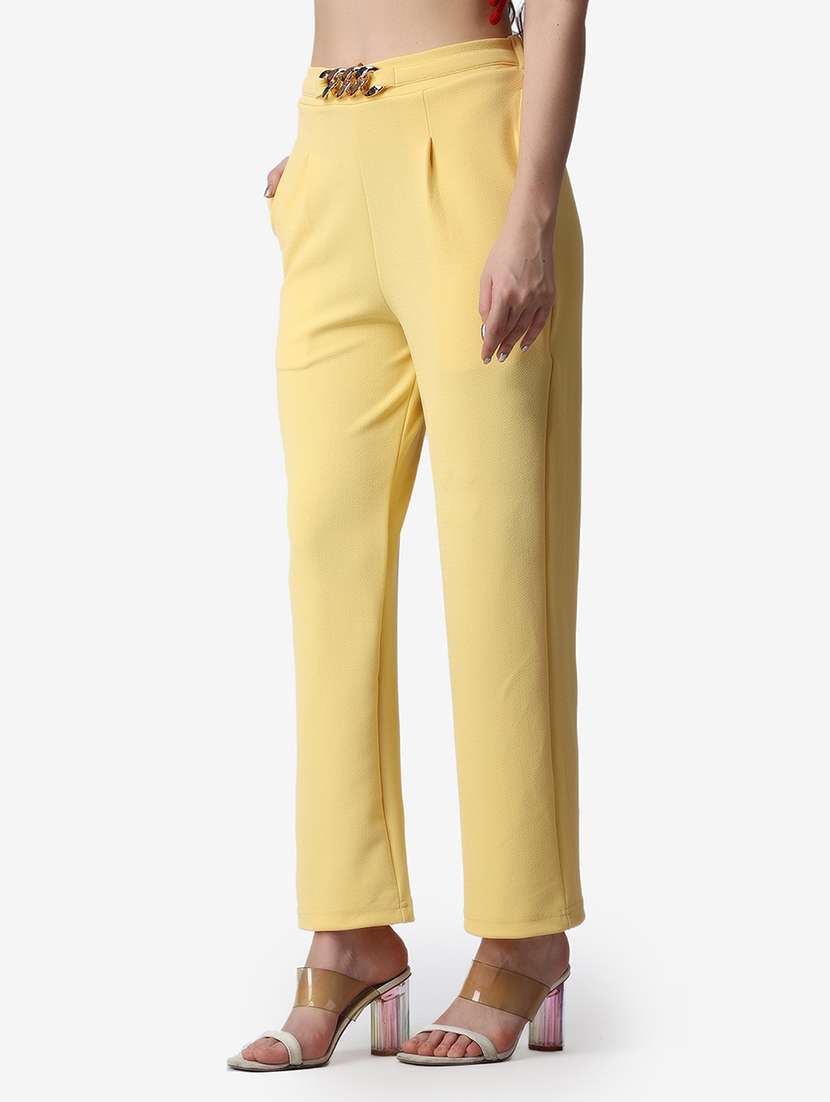 women solid relaxed fit wide leg trouser - 21523501 -  Standard Image - 1