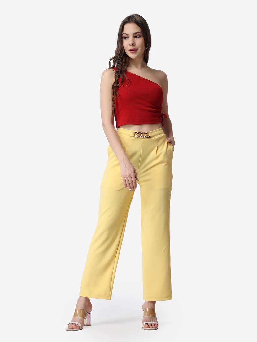 women solid relaxed fit wide leg trouser - 21523501 -  Standard Image - 4
