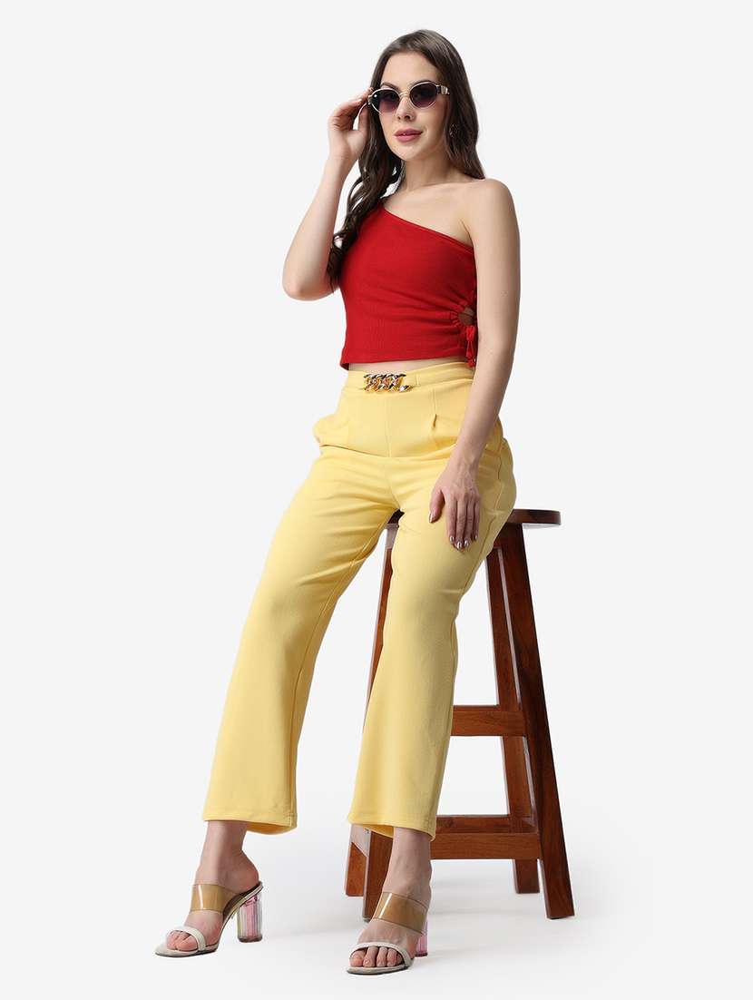 women solid relaxed fit wide leg trouser - 21523501 -  Standard Image - 6