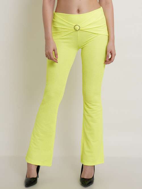 women self design regular fit bootcut trouser - 21523506 - Standard Image - 0