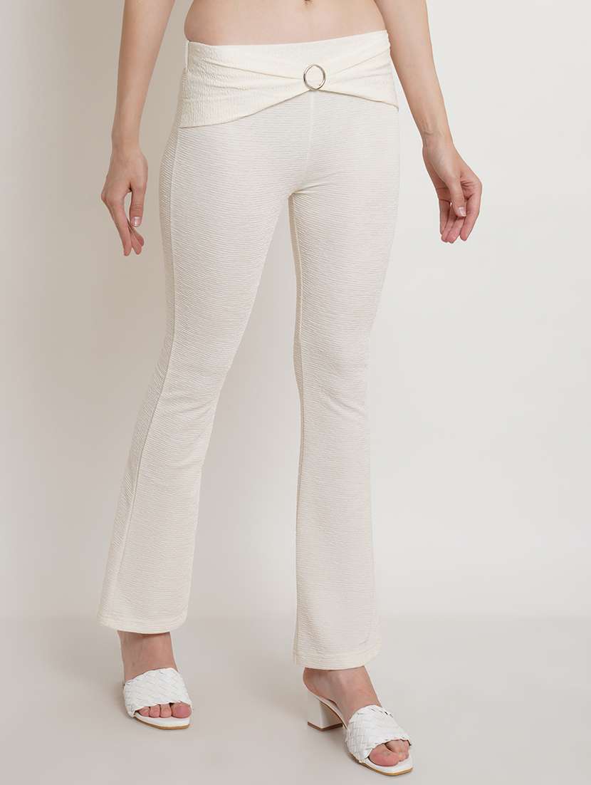 women self design regular fit bootcut trouser - 21523509 - Standard Image - 1