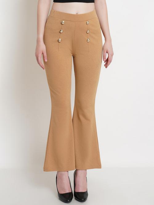 women solid regular fit bootcut trouser - 21523511 - Standard Image - 0