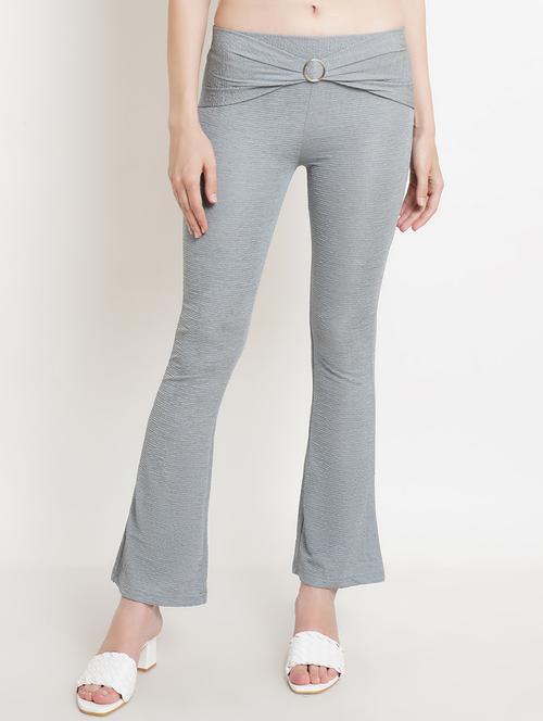 women self design regular fit bootcut trouser - 21523515 - Standard Image - 0