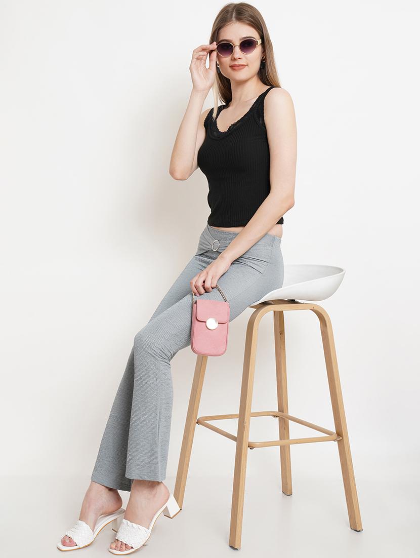women self design regular fit bootcut trouser - 21523515 - Standard Image - 4