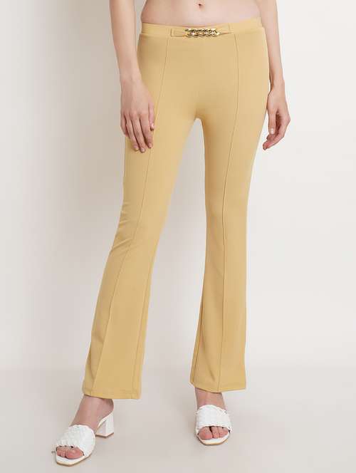 women solid regular fit bootcut trouser - 21523516 - Standard Image - 0
