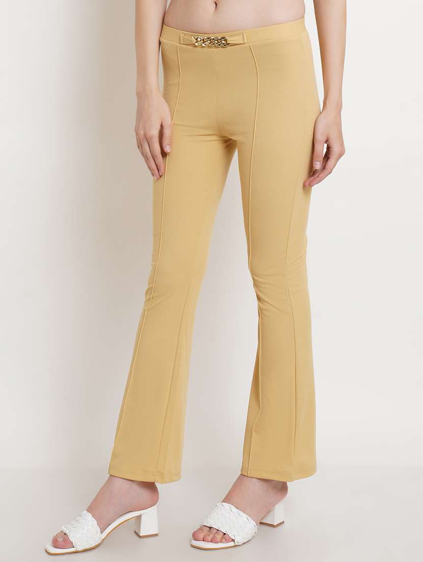 women solid regular fit bootcut trouser - 21523516 - Standard Image - 1