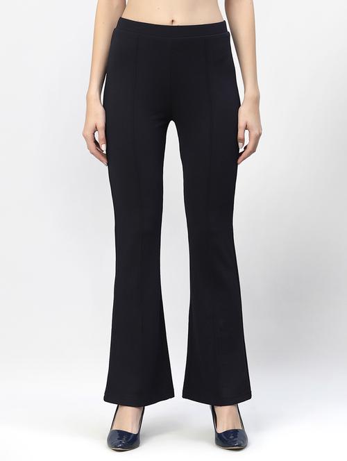 women solid regular fit bootcut trouser - 21523528 - Standard Image - 0
