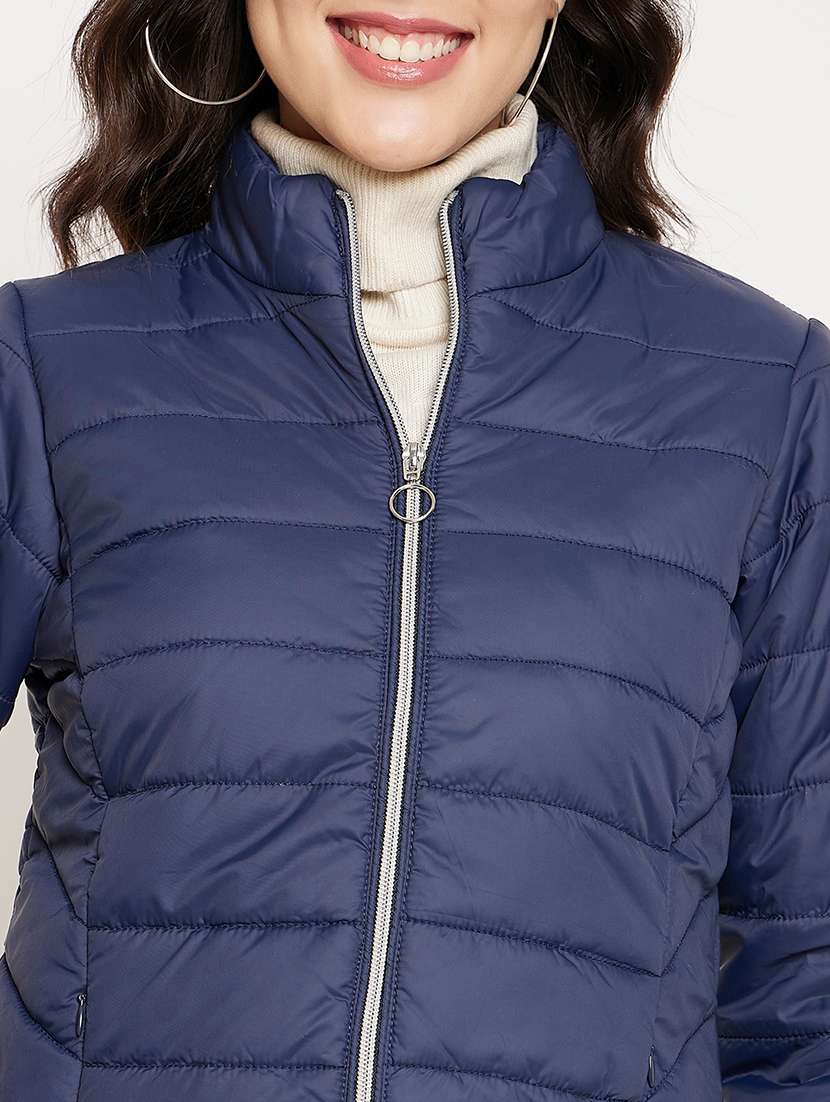 women solid long sleeves quilted jacket - 21523536 - Standard Image - 4