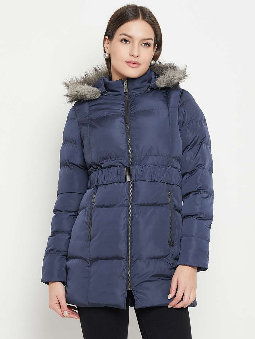 women solid long sleeves quilted jacket
