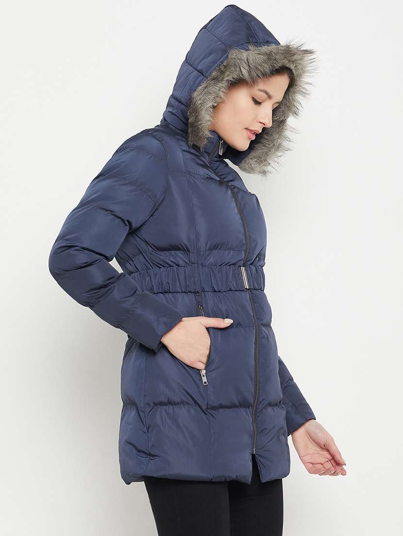 women solid long sleeves quilted jacket - 21523556 -  Standard Image - 1