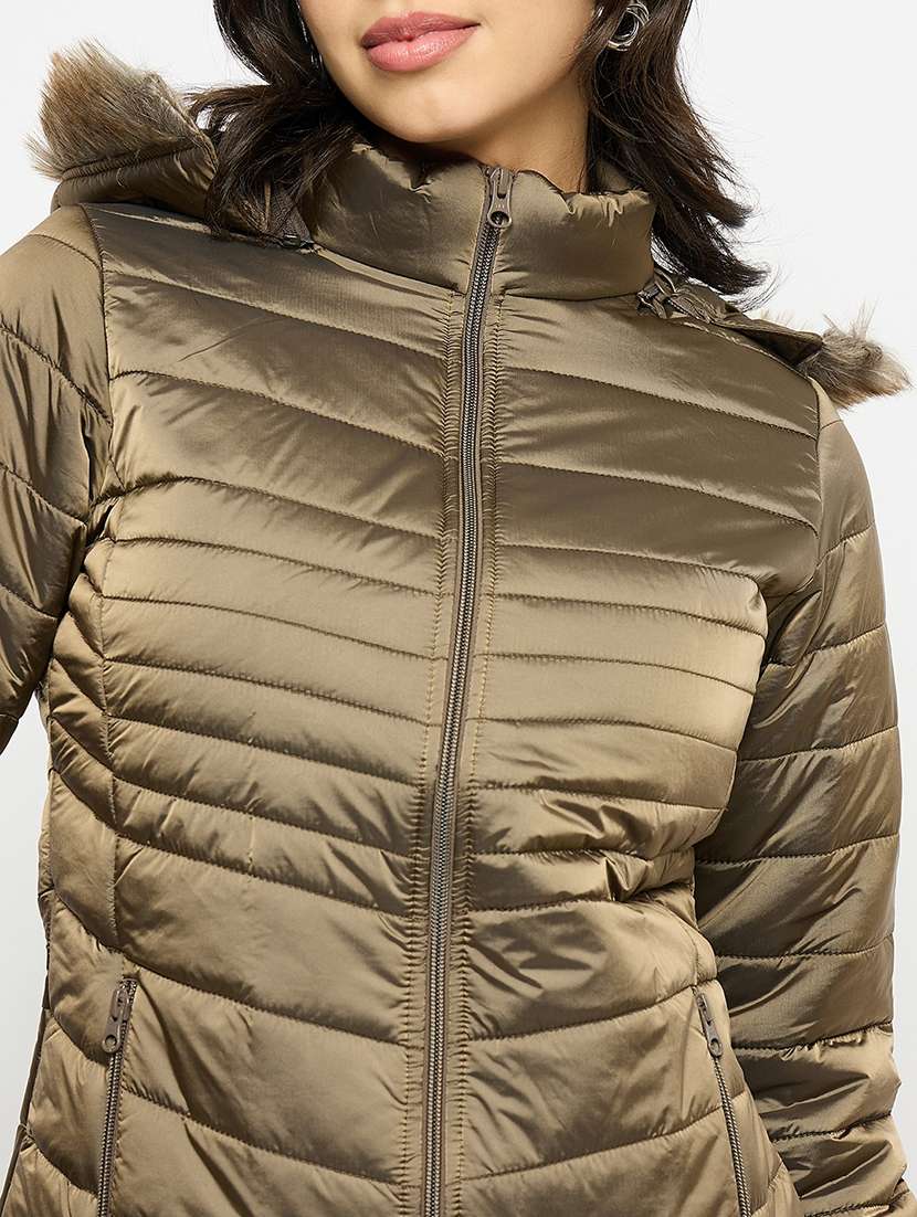 women solid long sleeves quilted jacket - 21523562 -  Standard Image - 4