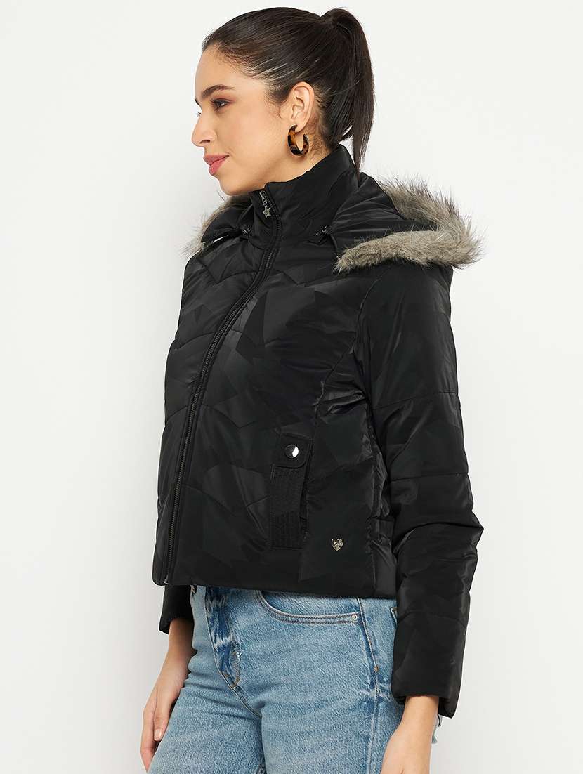 women solid long sleeves quilted jacket - 21523567 -  Standard Image - 1