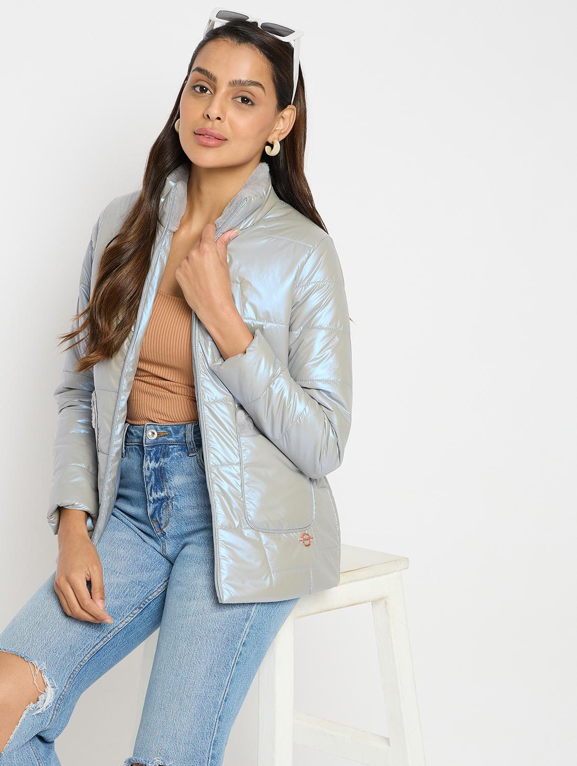 women solid long sleeves bomber jacket - 21523568 - Standard Image - 1