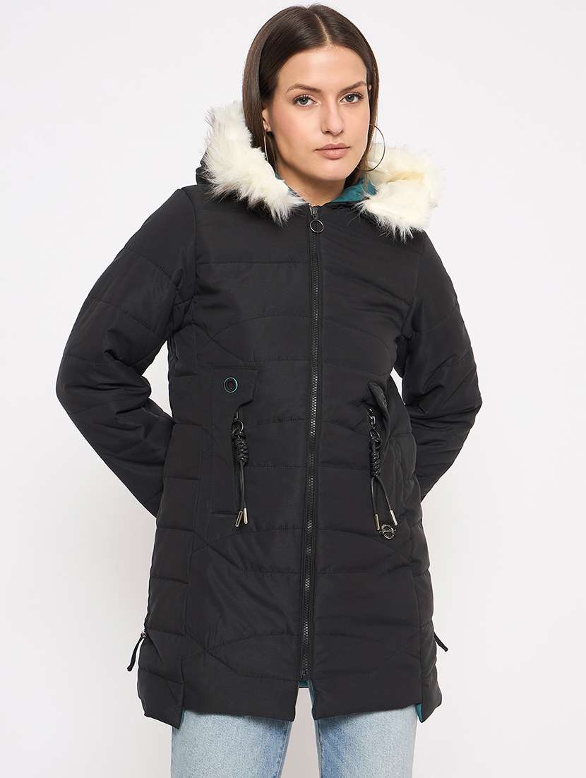 women solid long sleeves quilted jacket - 21523569 - Zoom Image - 0