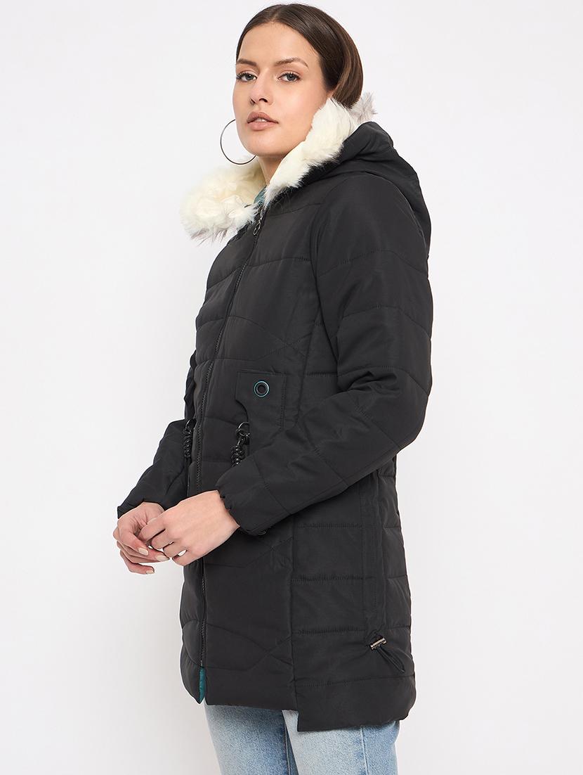 women solid long sleeves quilted jacket - 21523569 - Standard Image - 1