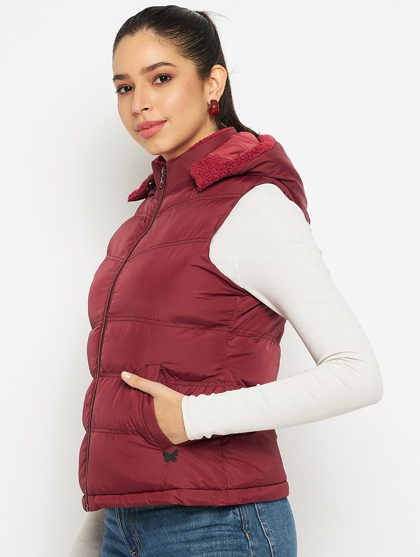 women solid sleeveless quilted jacket - 21523575 - Standard Image - 1