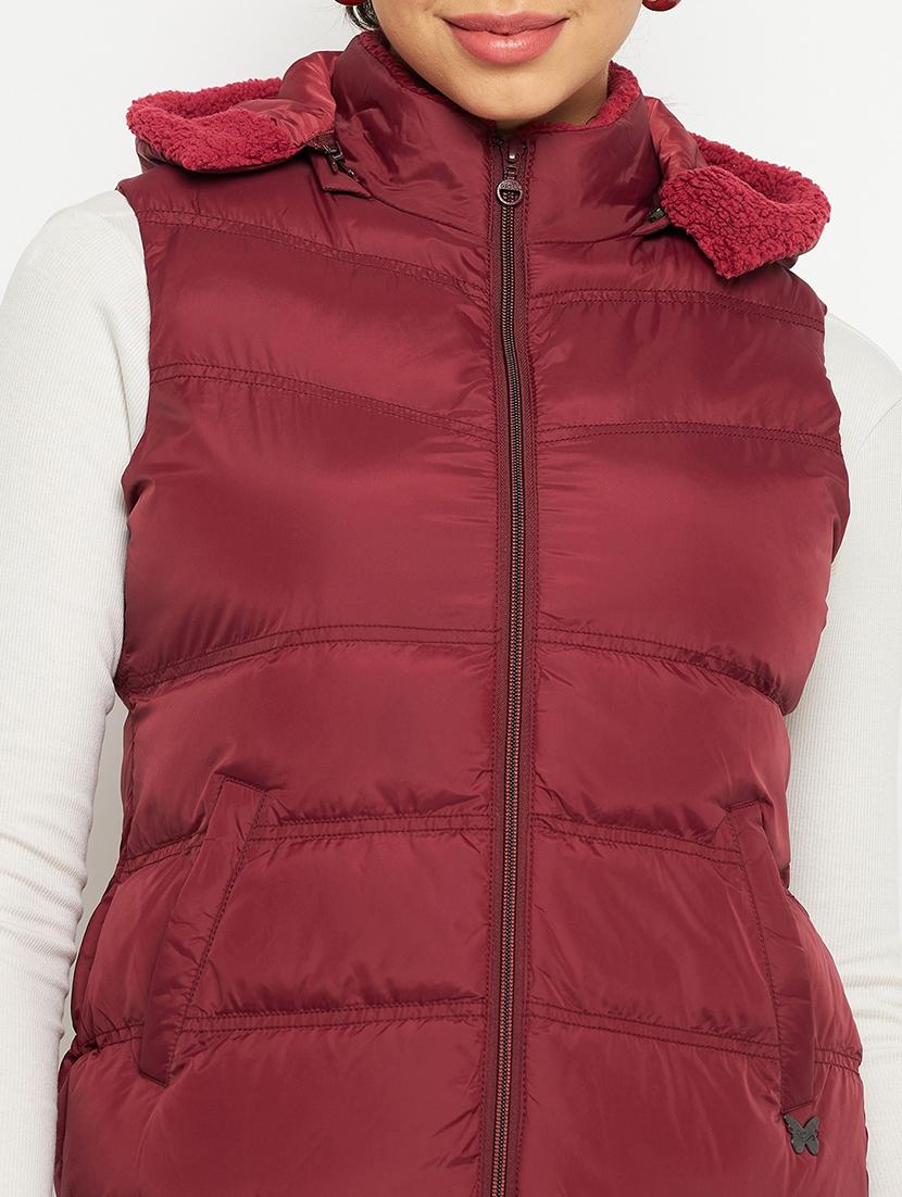 women solid sleeveless quilted jacket - 21523575 - Standard Image - 4