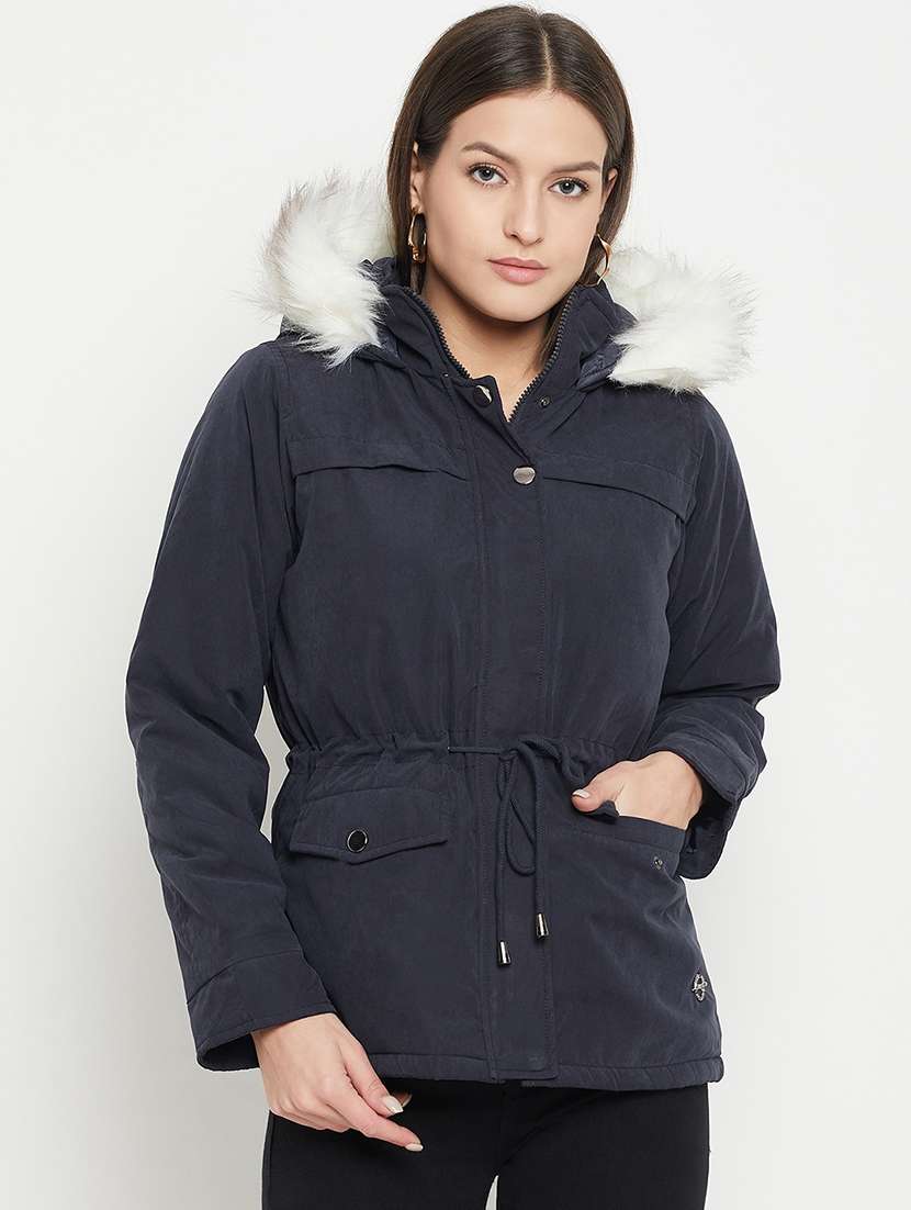 women solid long sleeves quilted jacket
