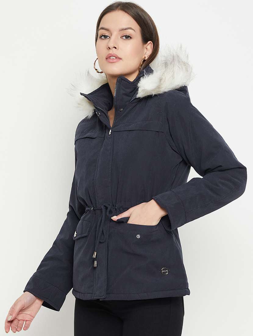 women solid long sleeves quilted jacket - 21523576 - Standard Image - 1