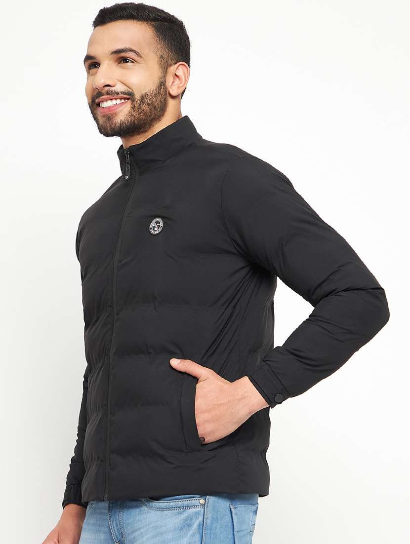 men solids long sleeves quilted jacket - 21523619 -  Standard Image - 1