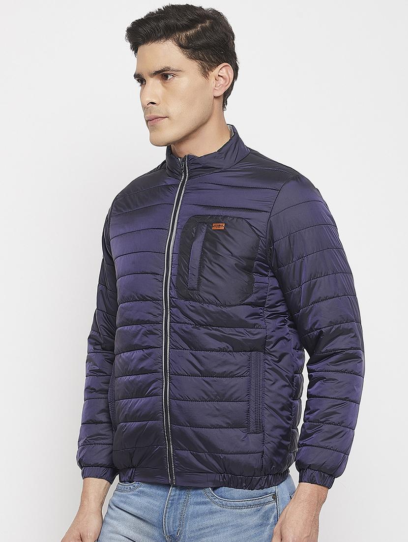 men navy blue polyester quilted jacket - 21523672 - Standard Image - 1