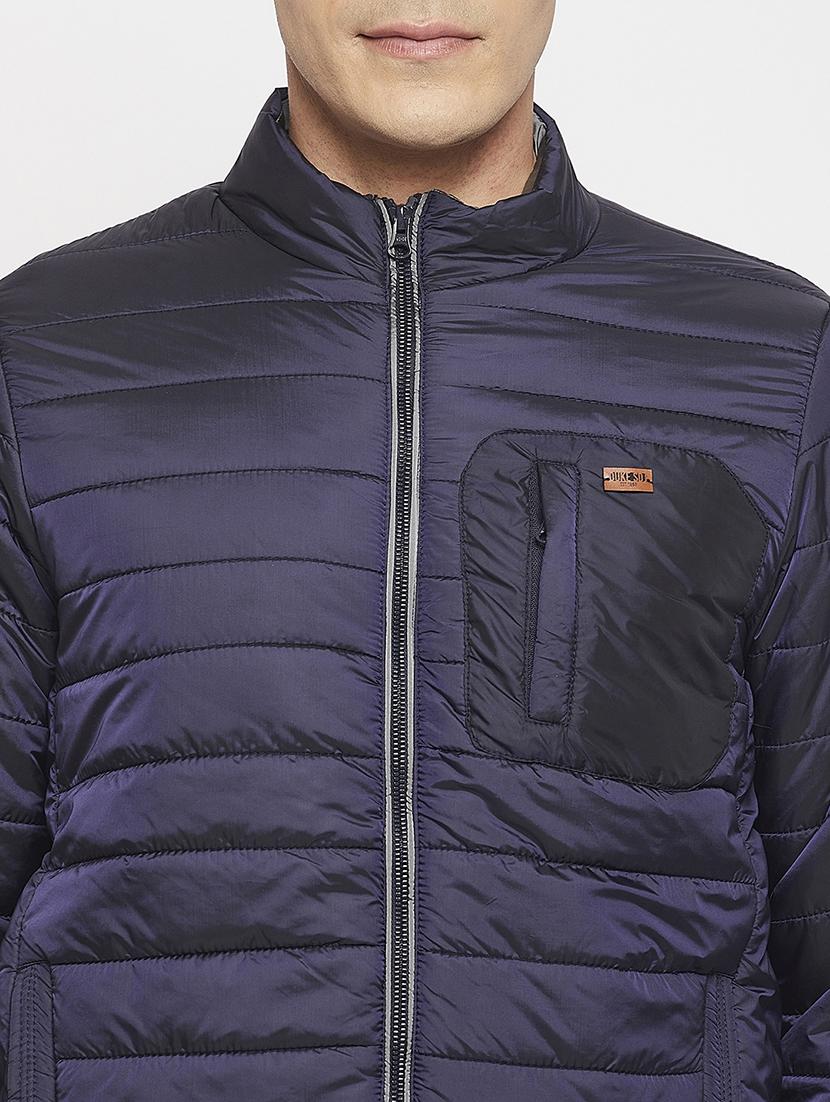 men navy blue polyester quilted jacket - 21523672 - Standard Image - 4