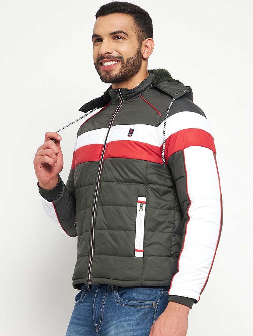 men long sleeve color block quilted jacket - 21523694 - Standard Image - 1