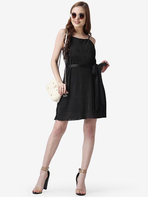 women solid shoulder strap a-line dress - 21523753 - Standard Image - 0