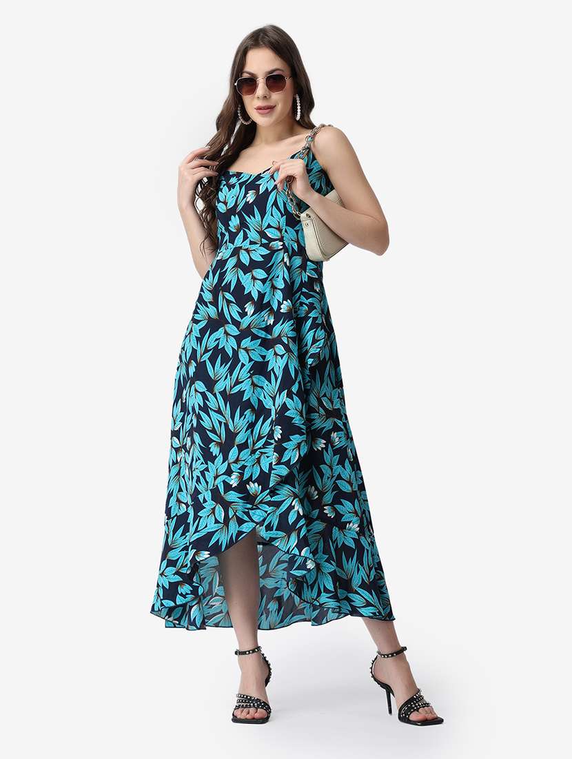 women printed sleeveless wrap dress