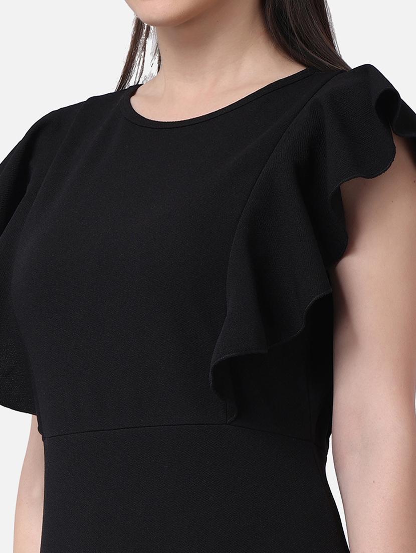 women solid cap sleeves ruffled dress - 21523763 - Standard Image - 6