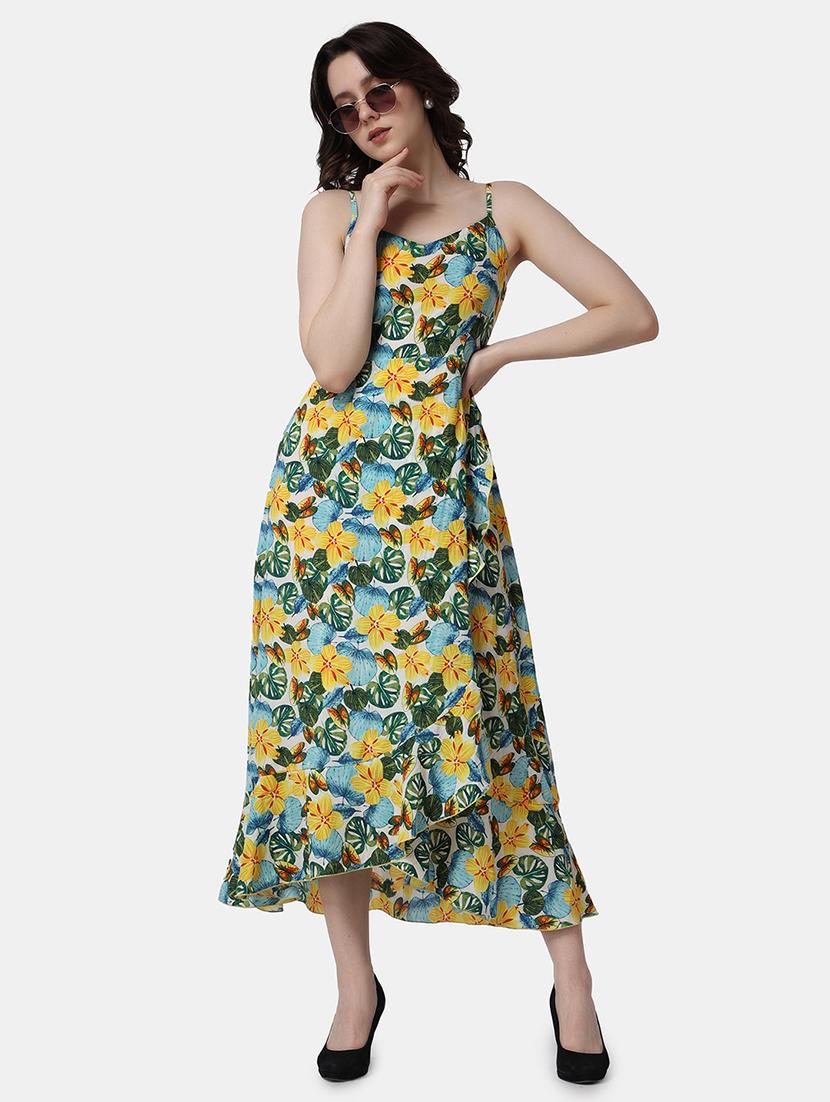 women floral printed sleeveless wrap dress - 21523773 -  Zoom Image - 0