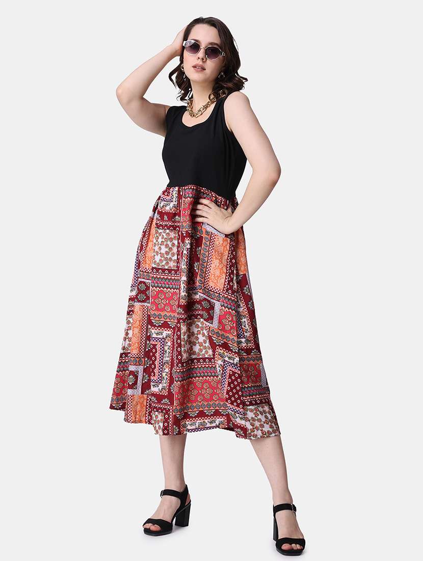 red polyester fit & flare dress - 21523793 -  Zoom Image - 0