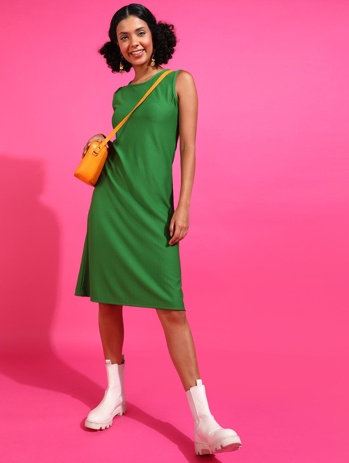 green polyester aline dress - 21523797 -  Zoom Image - 0