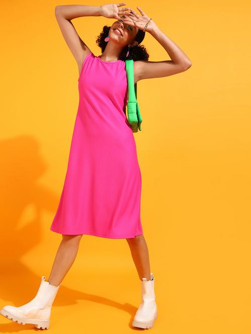 pink polyester aline dress - 21523798 -  Standard Image - 0