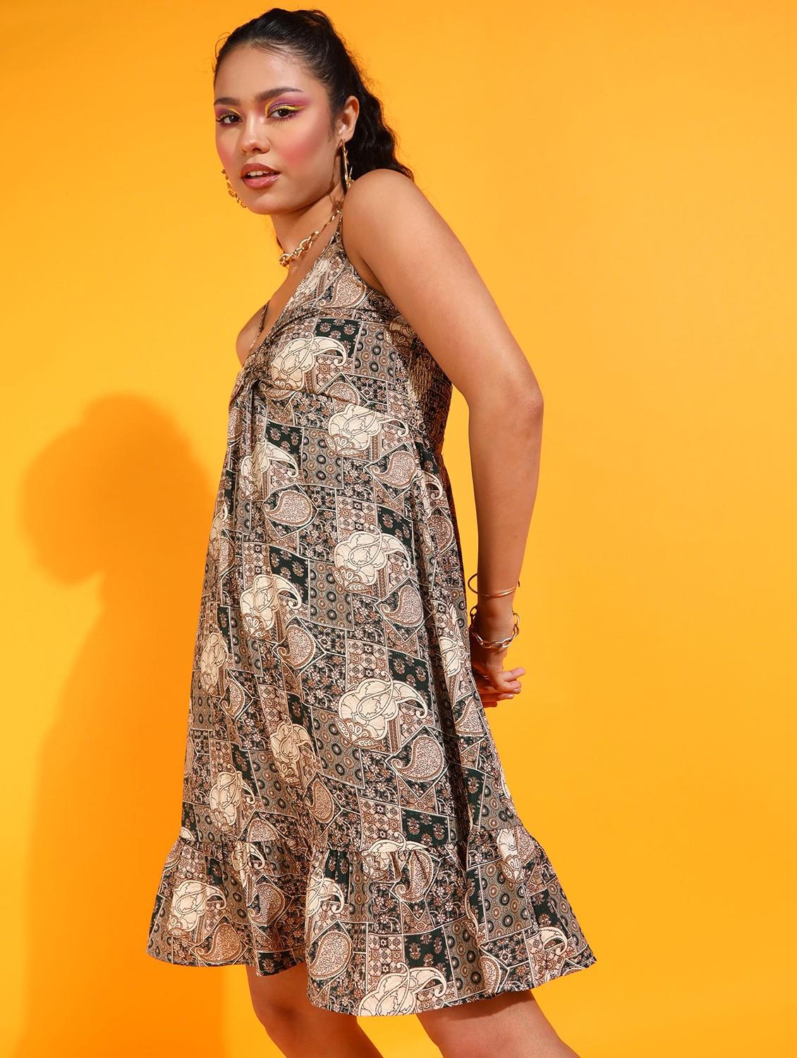 women printed sleeveless tiered dress - 21523832 -  Zoom Image - 0