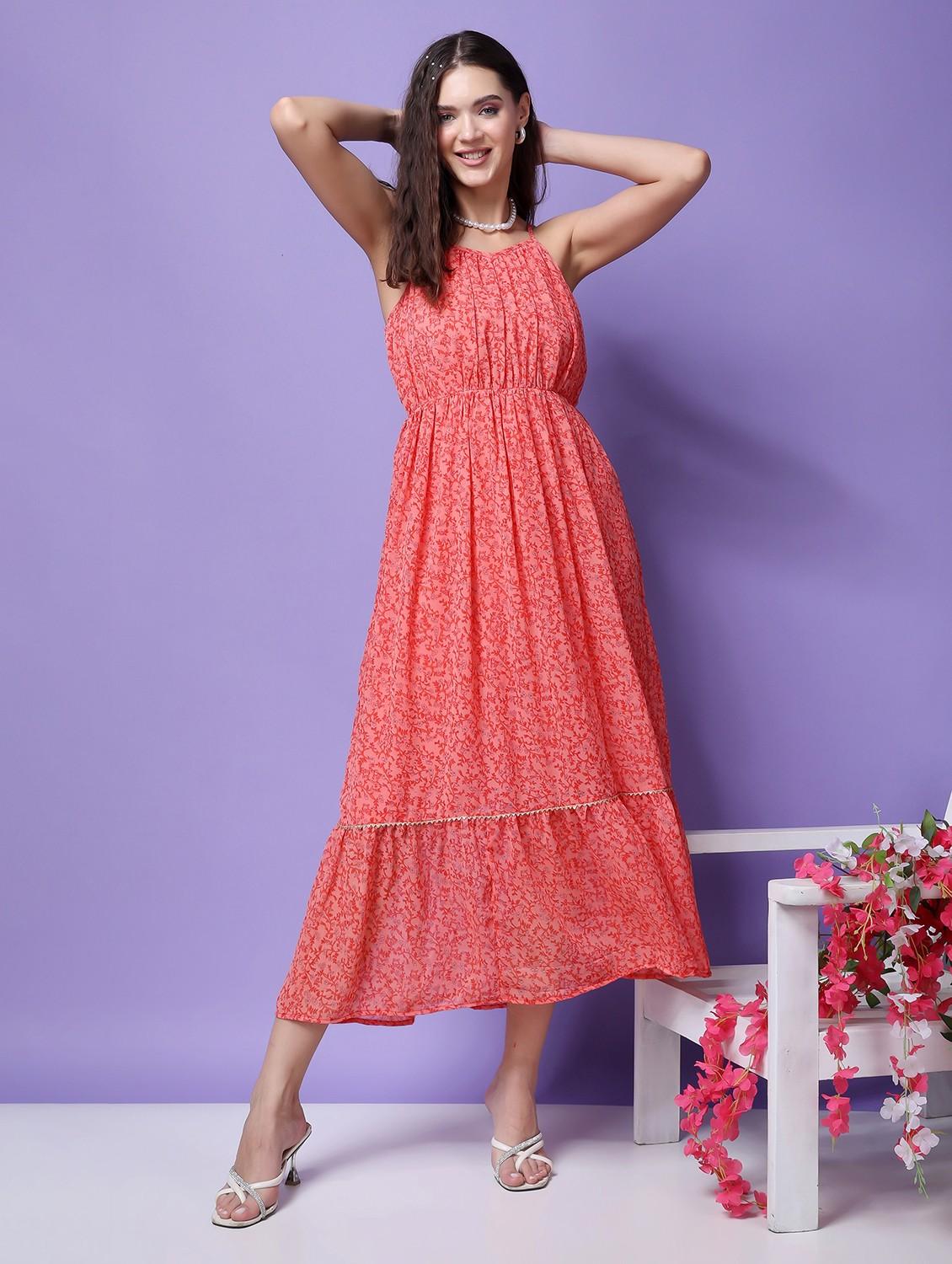 women floral printed sleeveless tiered dress - 21523847 -  Zoom Image - 0